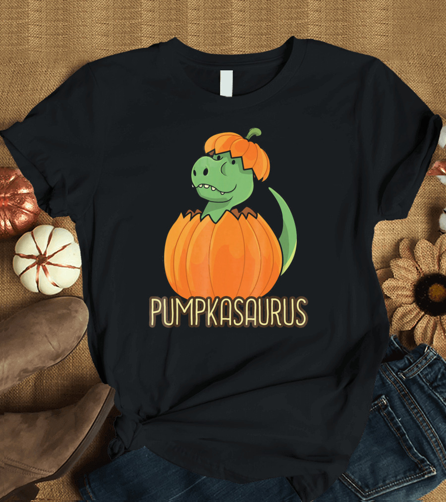 Pumpkasaurus Halloween Thanksgiving Dinosaur in Pumpkin T-Shirt