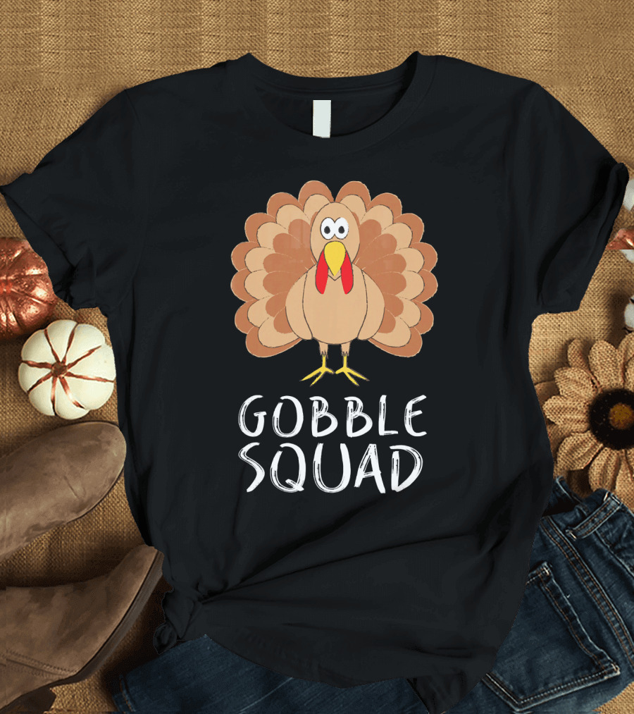 Gobble Squad Cute Turkey Trot Thankful Turkey T-Shirt