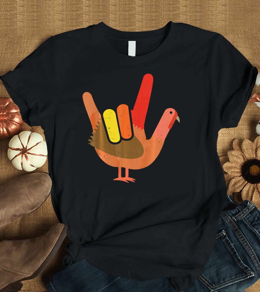 Thanksgiving Turkey American Sign Language Humor T-Shirt