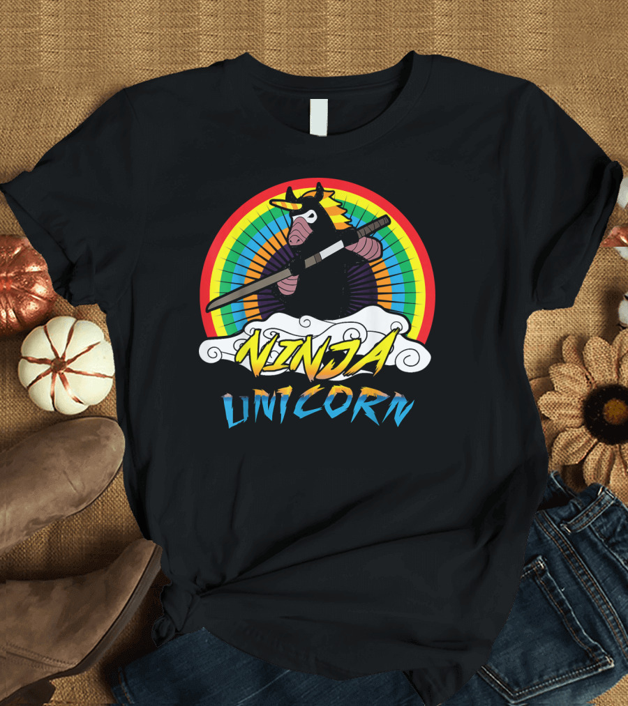 Ninja Unicorn Rainbow Samurai T-Shirt