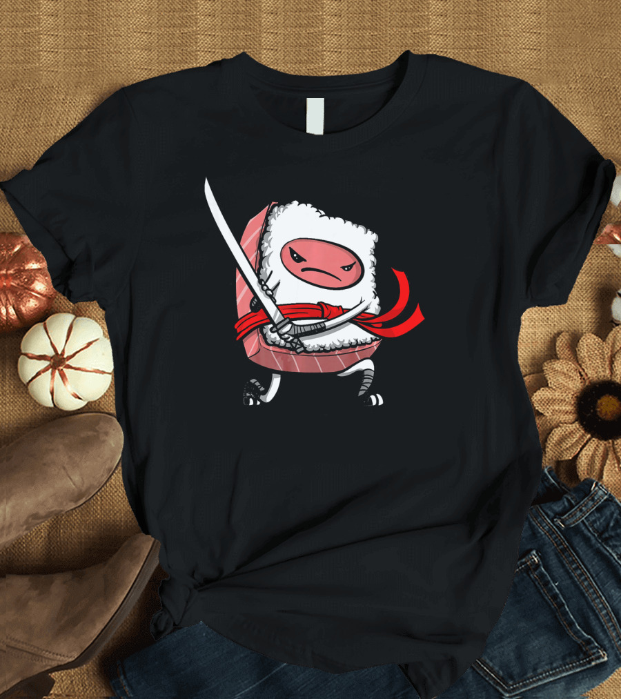 Sushi Samurai Ninja Funny Martial Arts Warrior with Sword T-Shirt