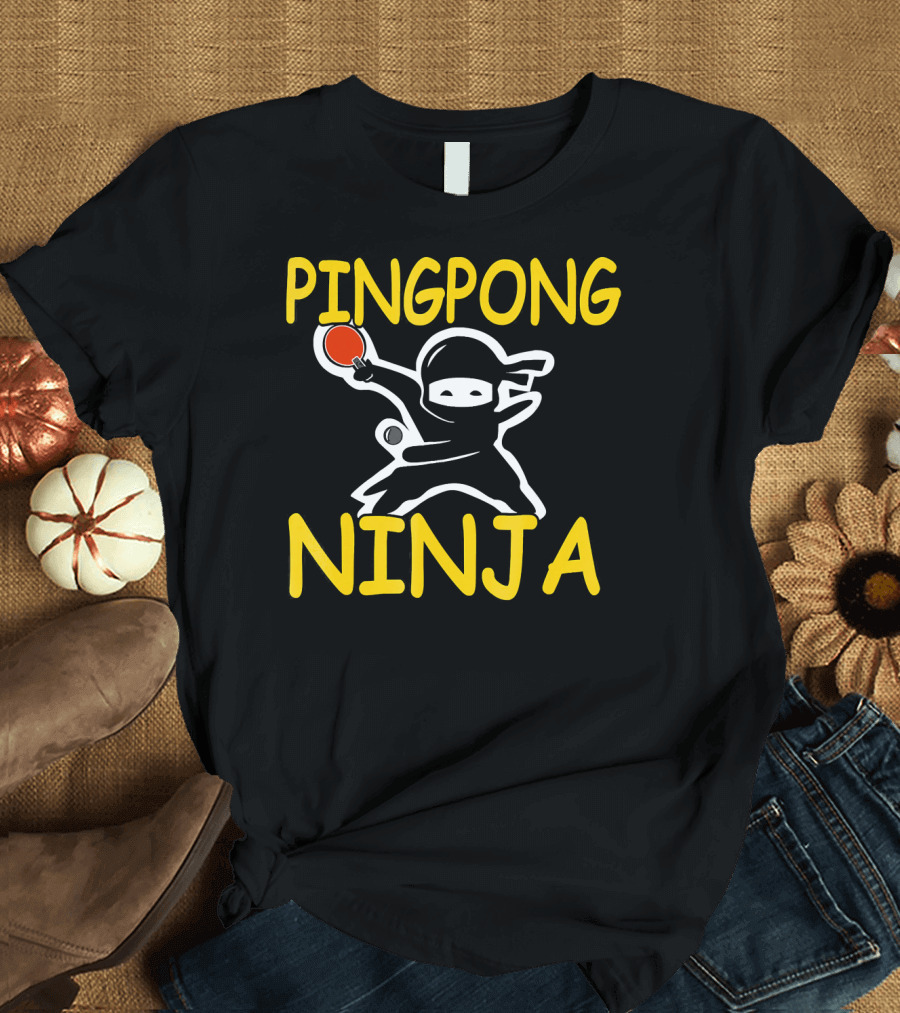 PINGPONG NINJA Action Pose with Table Tennis Paddle T-Shirt