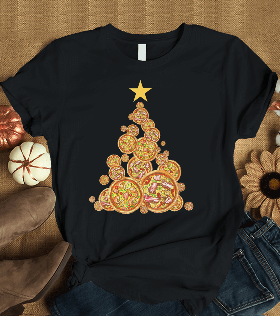 Pizza Christmas Tree Festive Pizza Lover Holiday T-Shirt