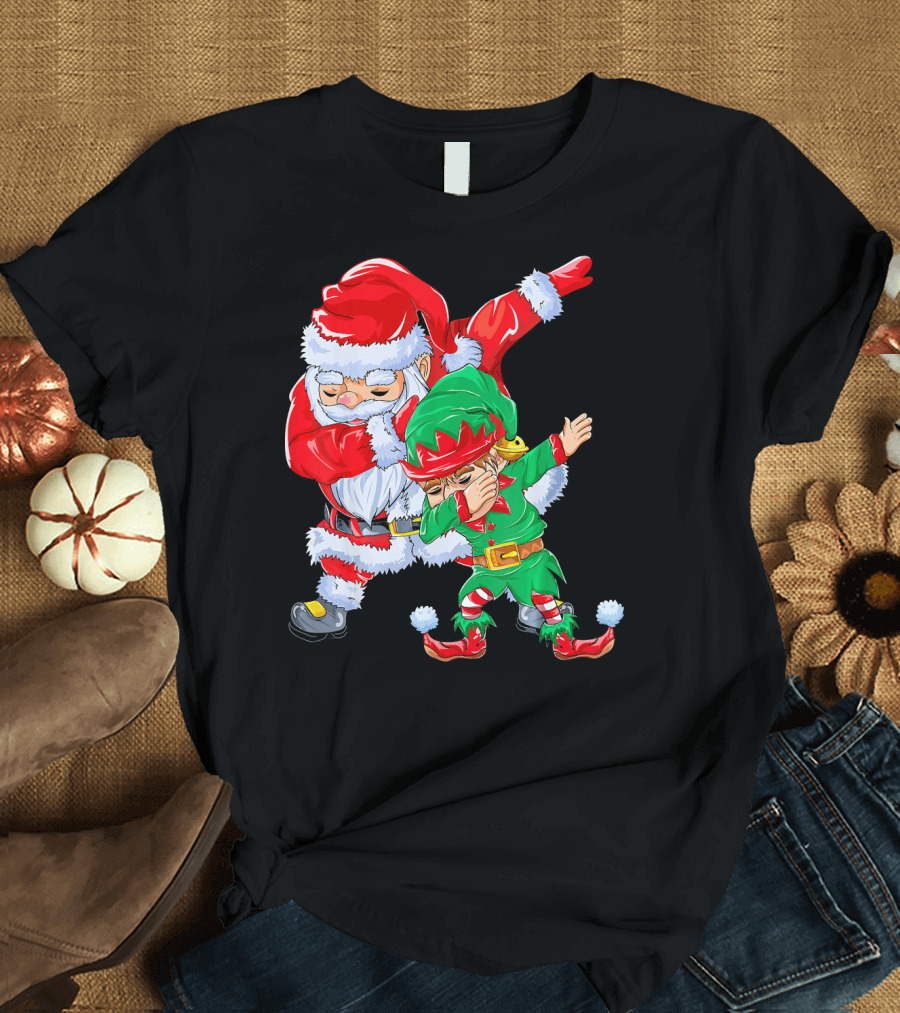 Santa and Elf Performing Dab Dance Moves T-Shirt