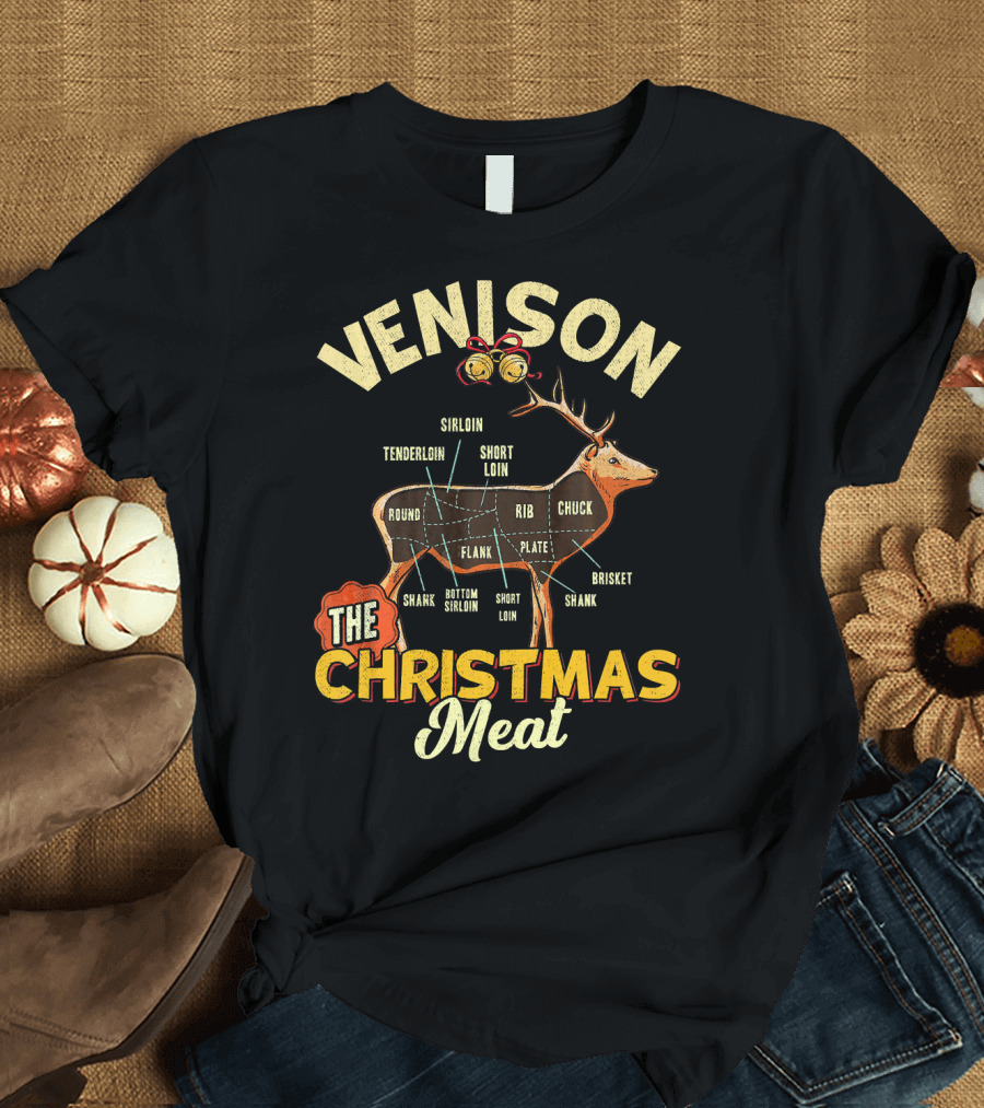 Venison Meat Chart Christmas Cut Diagram T-Shirt