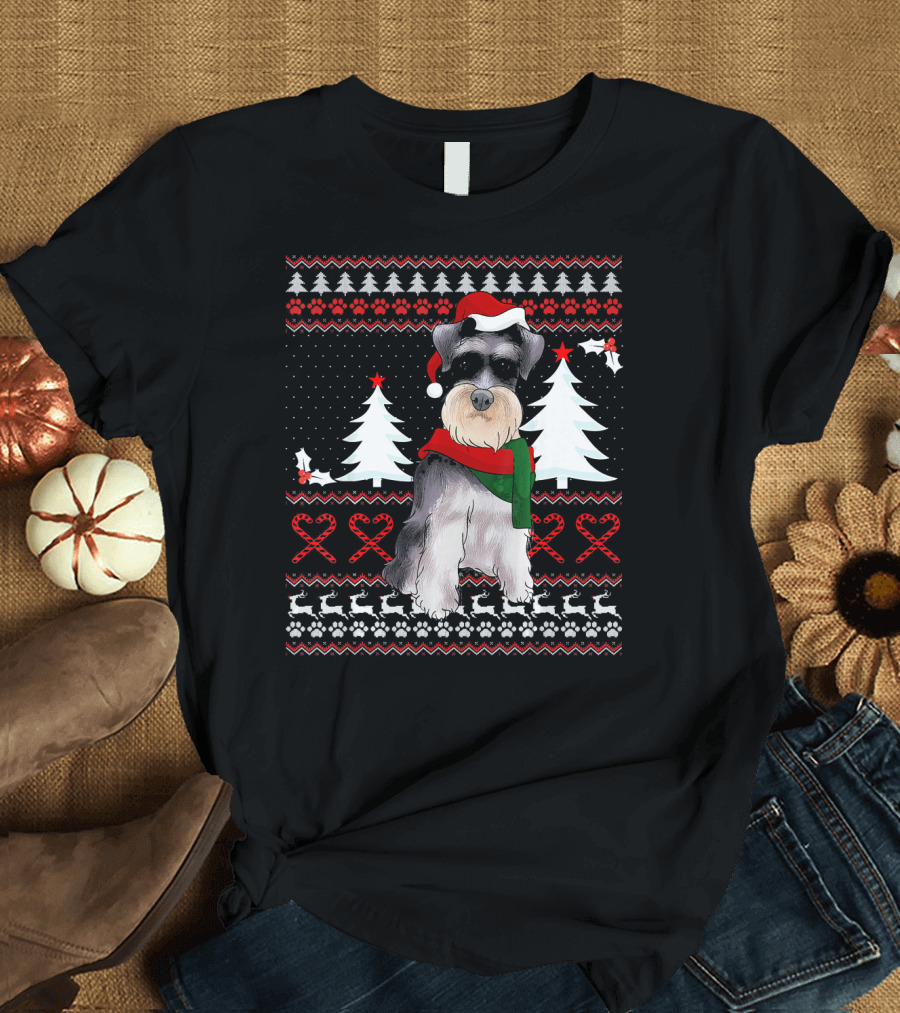 Miniature Schnauzer Christmas Holiday T-Shirt