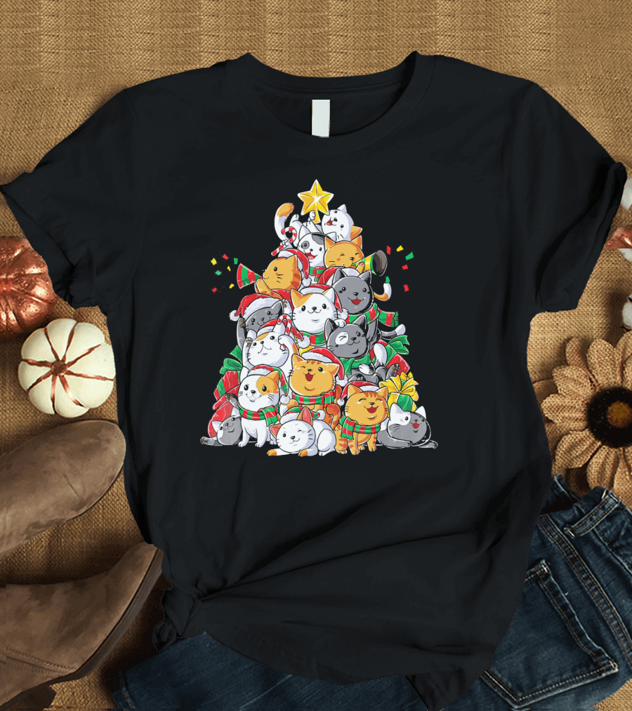 Cat Christmas Tree Meowy Catmas T-Shirt