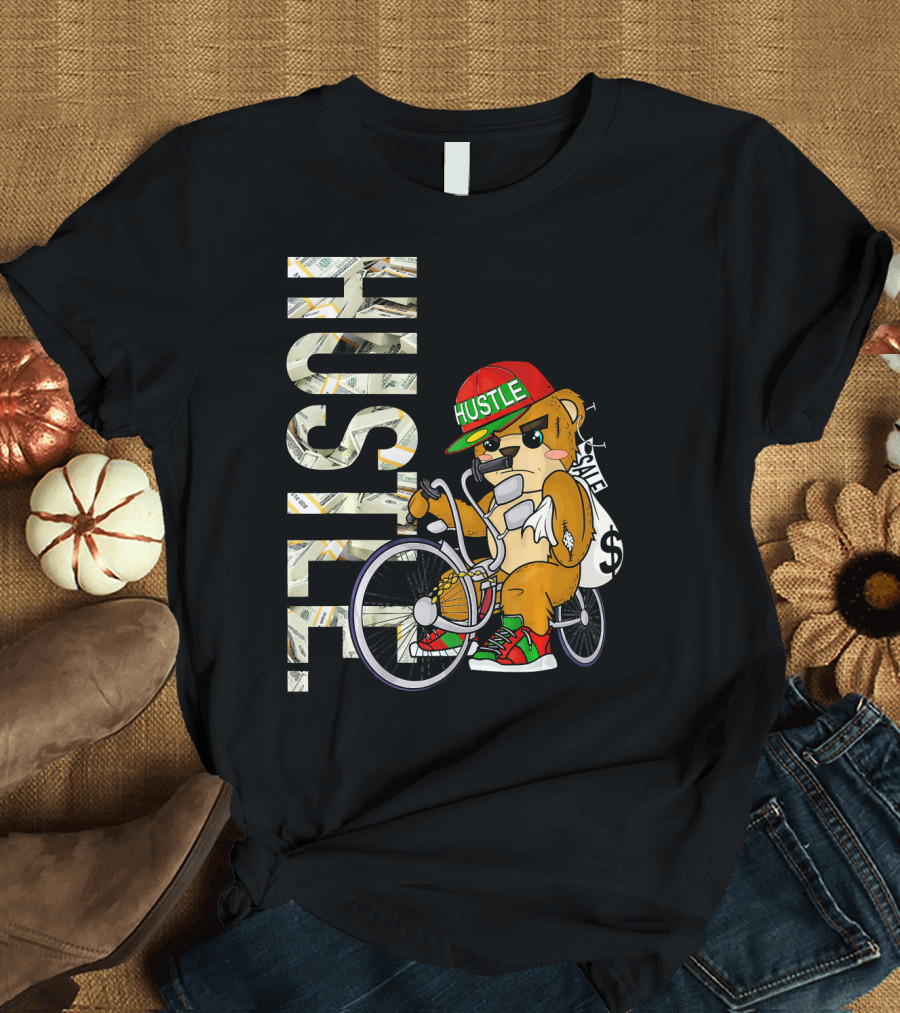 Hustle Teddy Dollar Shades Cap Low Rider Bike T-Shirt