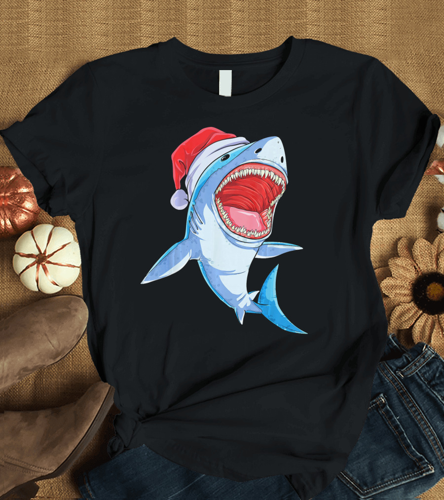 Christmas Kids Santa Shark T-Shirt
