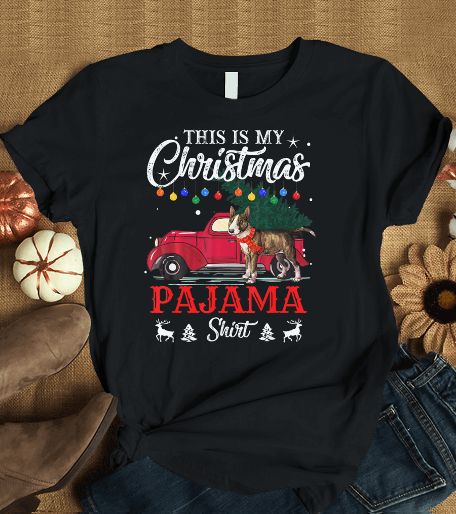 This Is My Christmas Pajama Shirt Vintage Truck Dog Holiday Lights T-Shirt