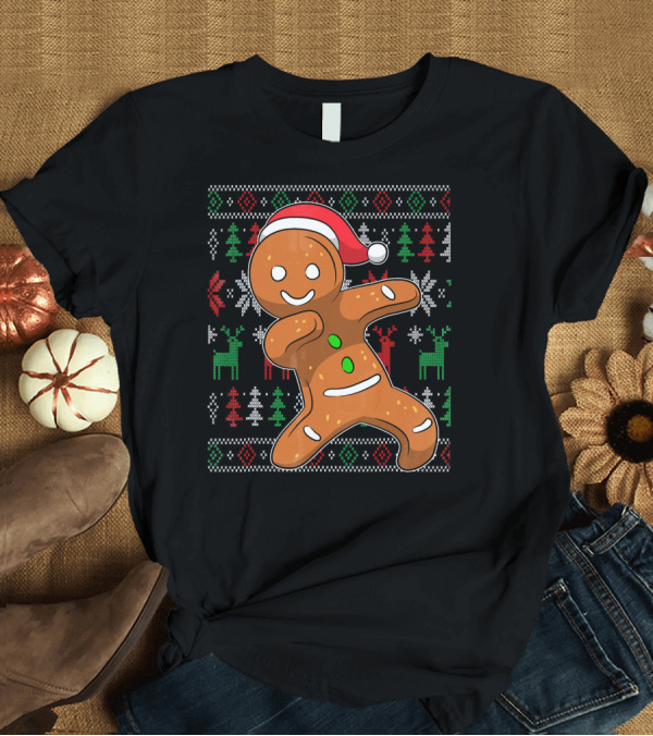 T-Shirt: Ugly Christmas Sweater Dabbing Gingerbread Man Santa Hat Holiday T-Shirt Ugly Christmas Sweater Dabbing Gingerbread Man Santa Hat Holiday T-Shirt