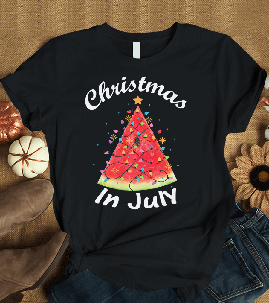 Christmas In July Watermelon Tree Lights T-Shirt
