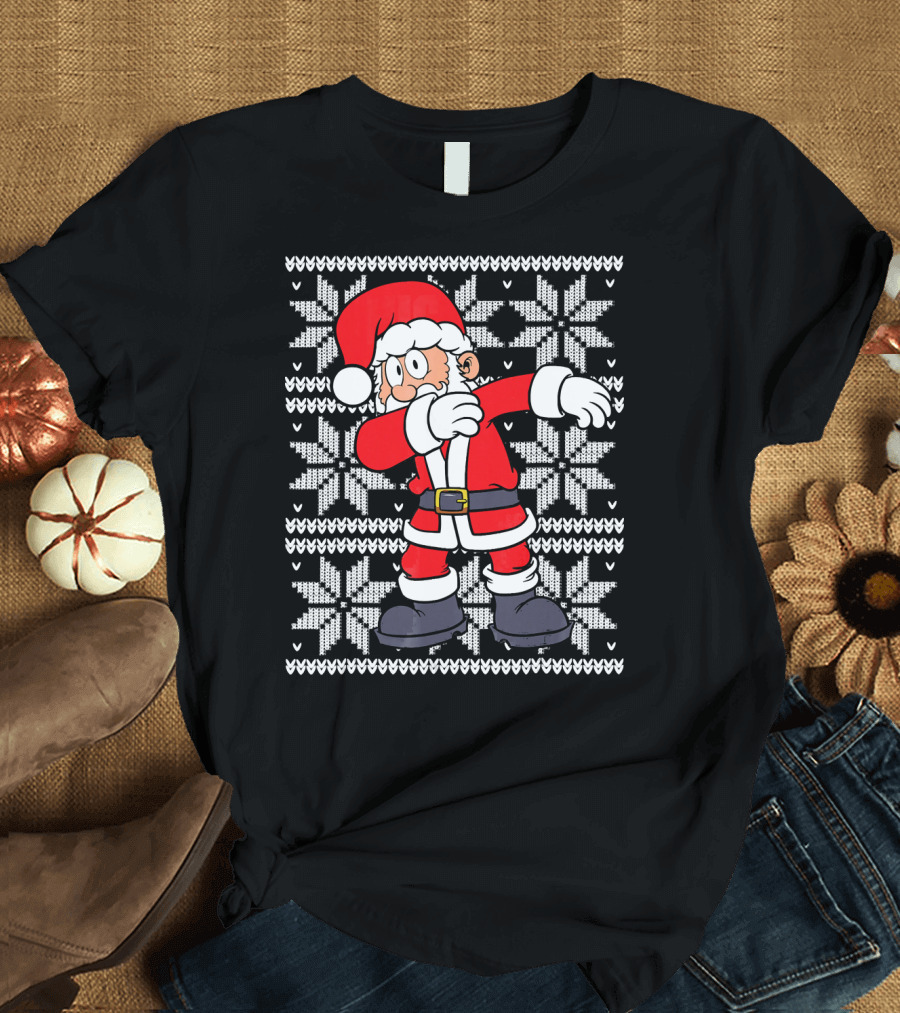 UGLY CHRISTMAS Dabbing Santa Dab Snowflake T-Shirt