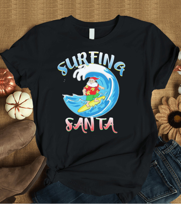 T-Shirt: Surfing Summer Santa Christmas Wave T-Shirt Surfing Summer Santa Christmas Wave T-Shirt