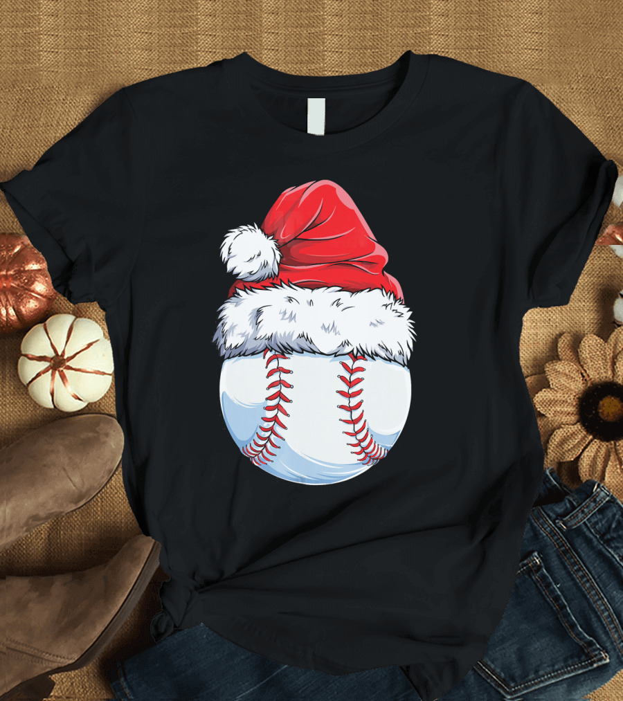 Baseball Santa Christmas Hat T-Shirt