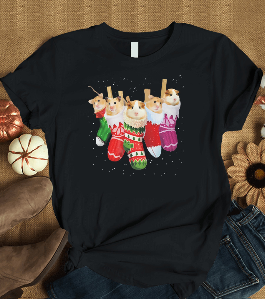 Hamster Holiday Cozy Stockings T-Shirt