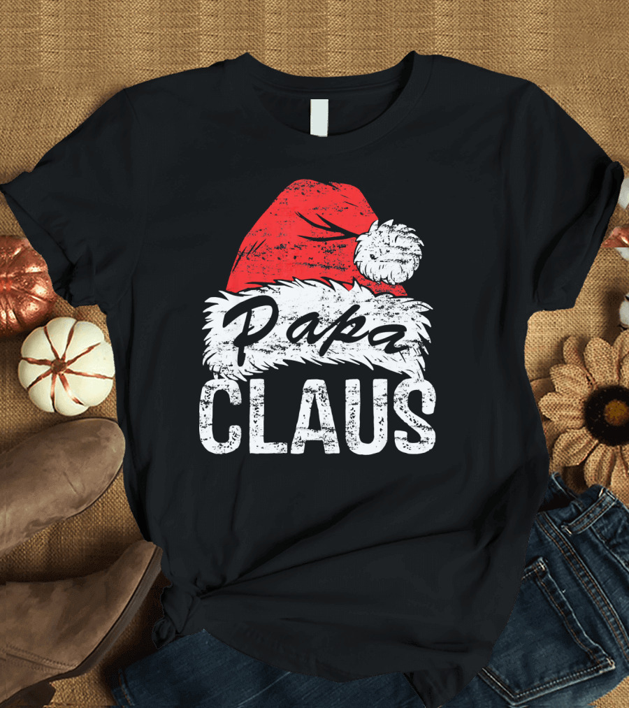 Papa Claus Matching Family Christmas Santa Hat T-Shirt