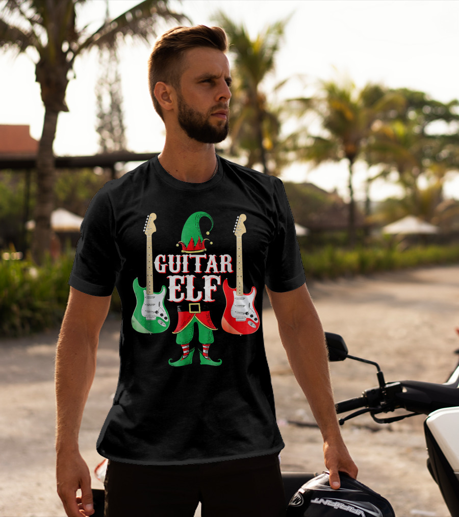 Guitar Elf With Red And Green Electric Guitars T-Shirt