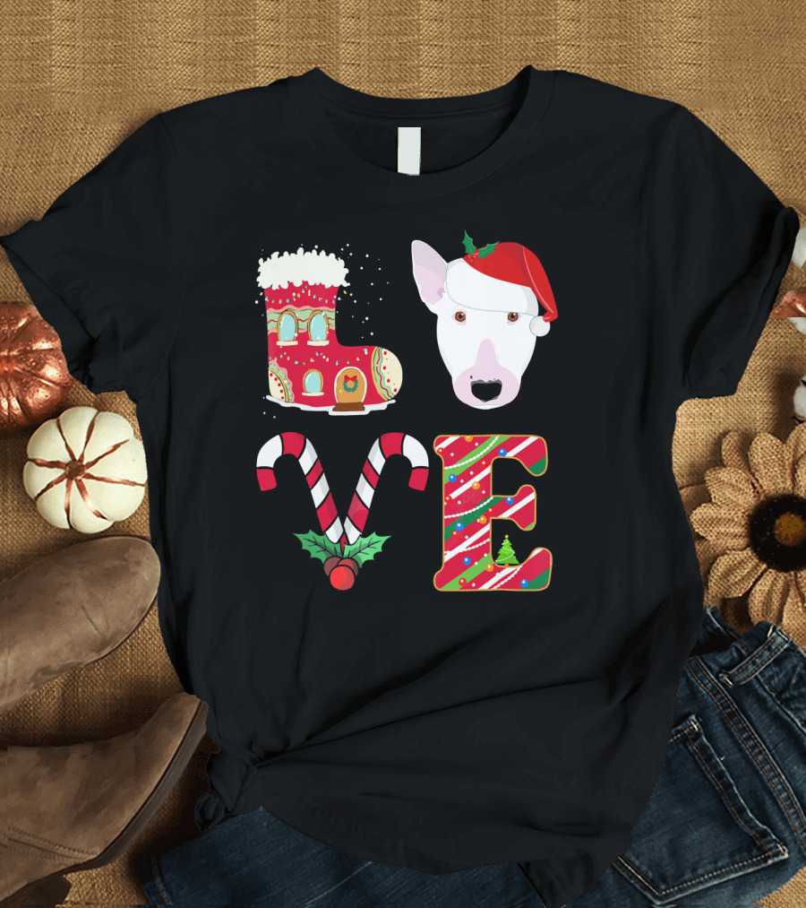 I Love My Bull Terrier Holiday Christmas T-Shirt