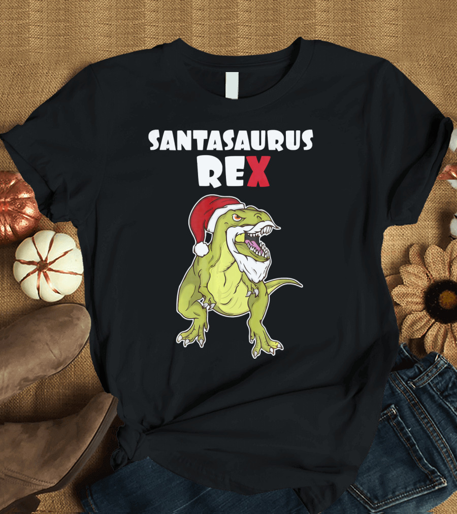 Santasaurus Rex Christmas Dinosaur Santa T-Shirt