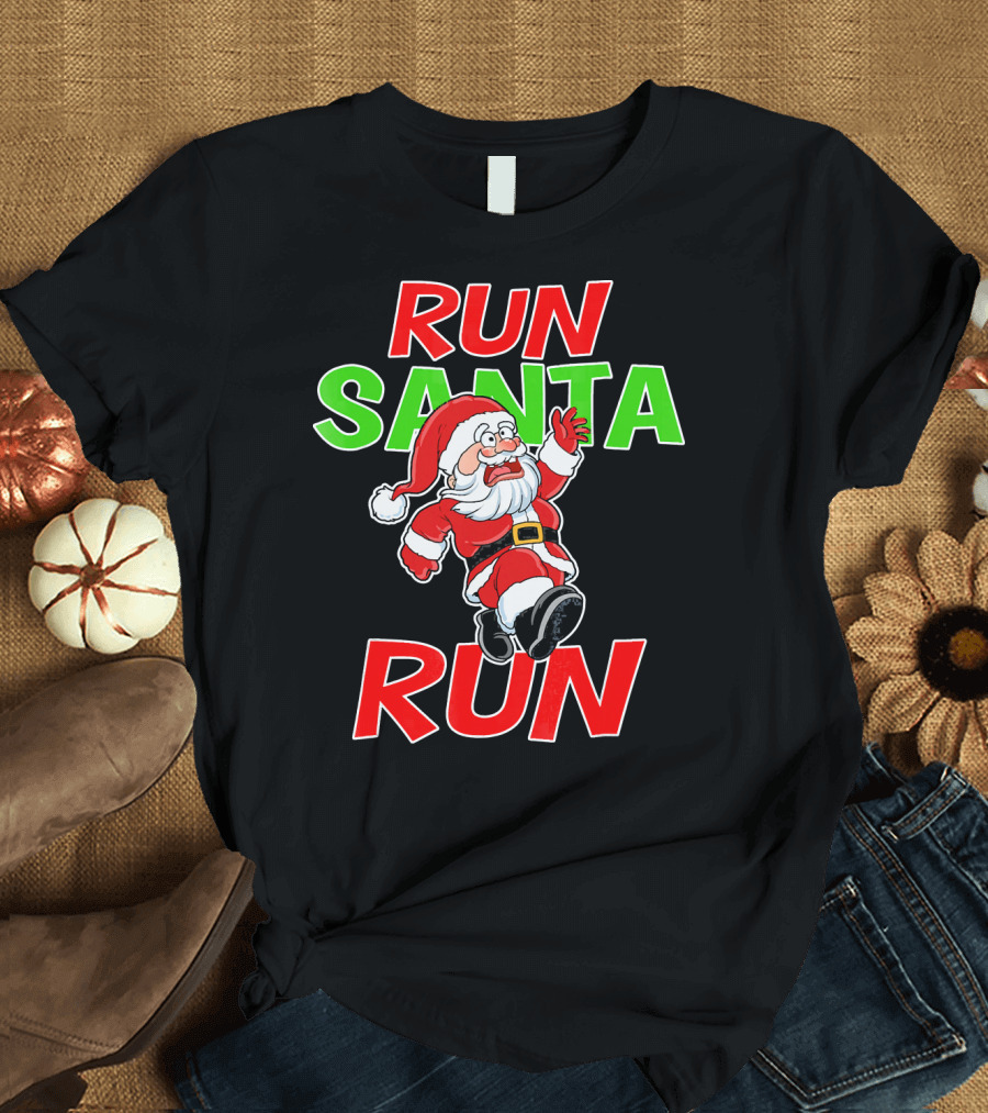 Run Santa Run Christmas Running Santa T-Shirt