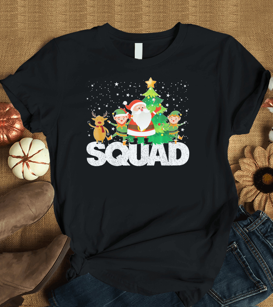Santa Elf Reindeer Squad Christmas Tree T-Shirt