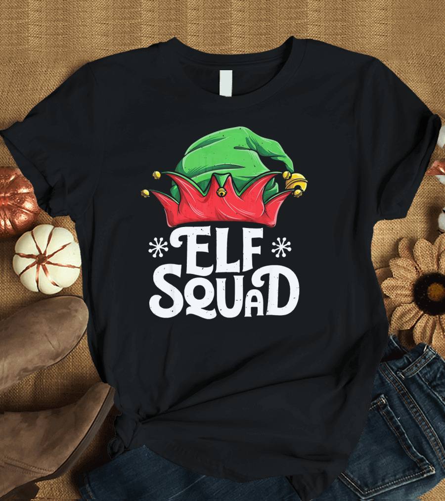 Elf Squad Christmas Elves Hat Festive Family T-Shirt