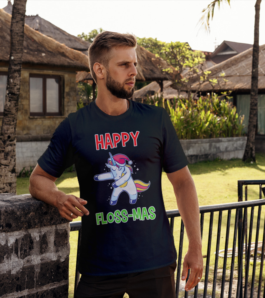 HAPPY FLOSS-MAS Unicorn Christmas Floss T-Shirt