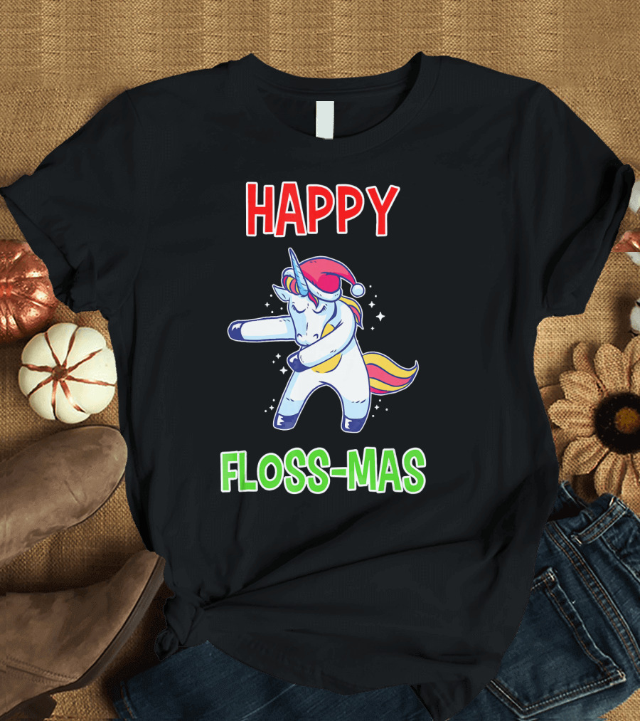 HAPPY FLOSS-MAS Unicorn Christmas Floss T-Shirt