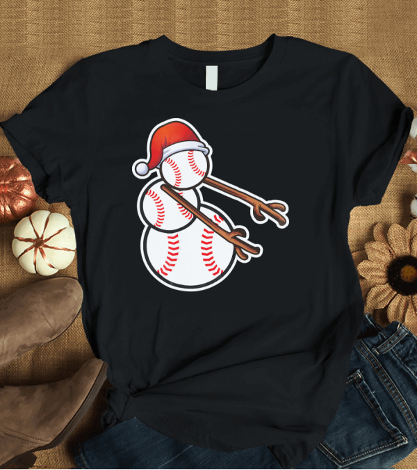 T-Shirt: Flossing Snowman Baseballs Santa Hat T-Shirt Flossing Snowman Baseballs Santa Hat T-Shirt