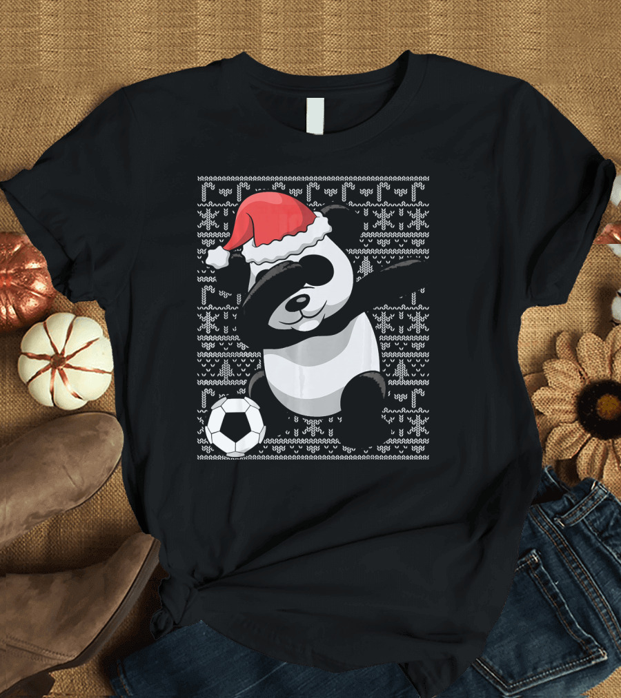 Christmas Dabbing Santa Panda Bear Soccer T-Shirt