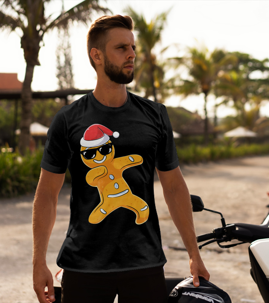 Christmas Dabbing Gingerbread Santa With Sunglasses T-Shirt