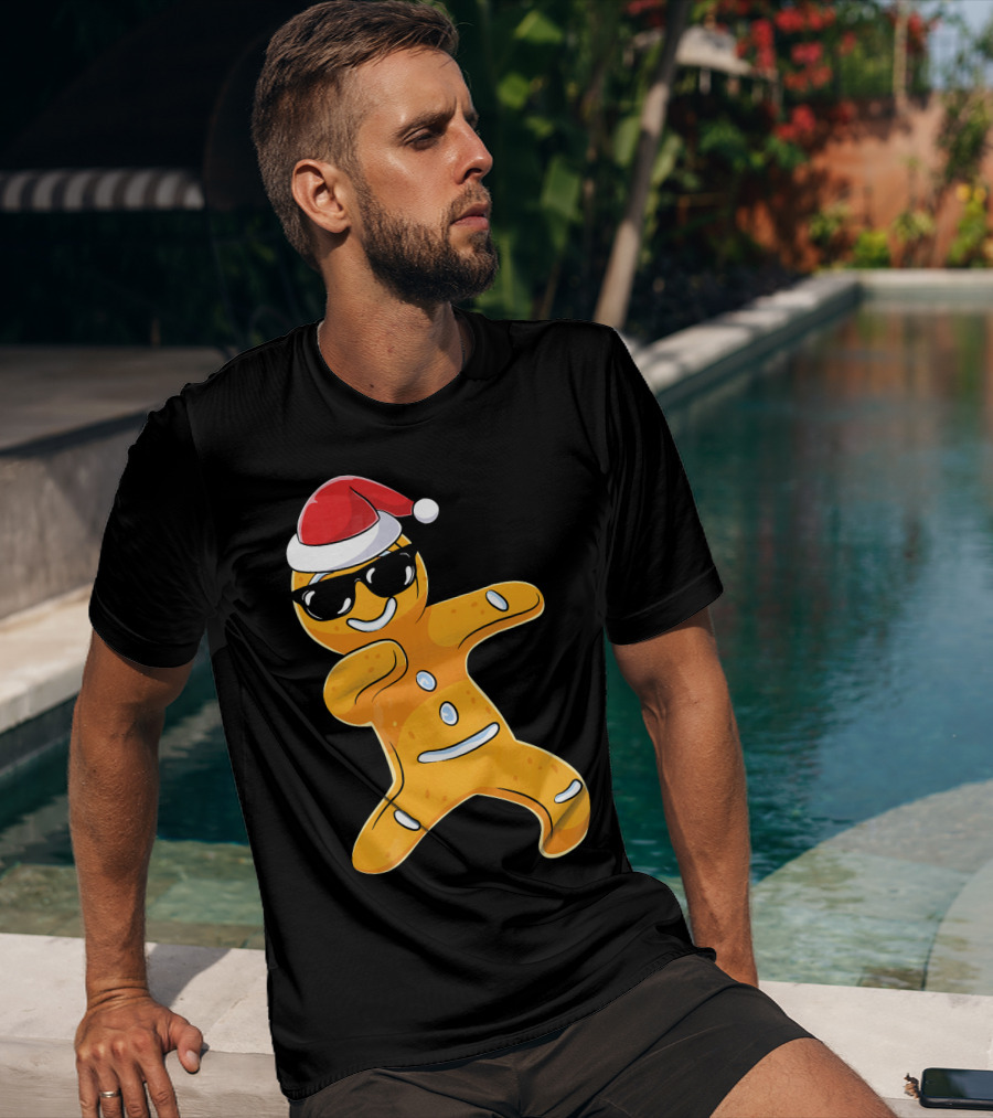Christmas Dabbing Gingerbread Santa With Sunglasses T-Shirt