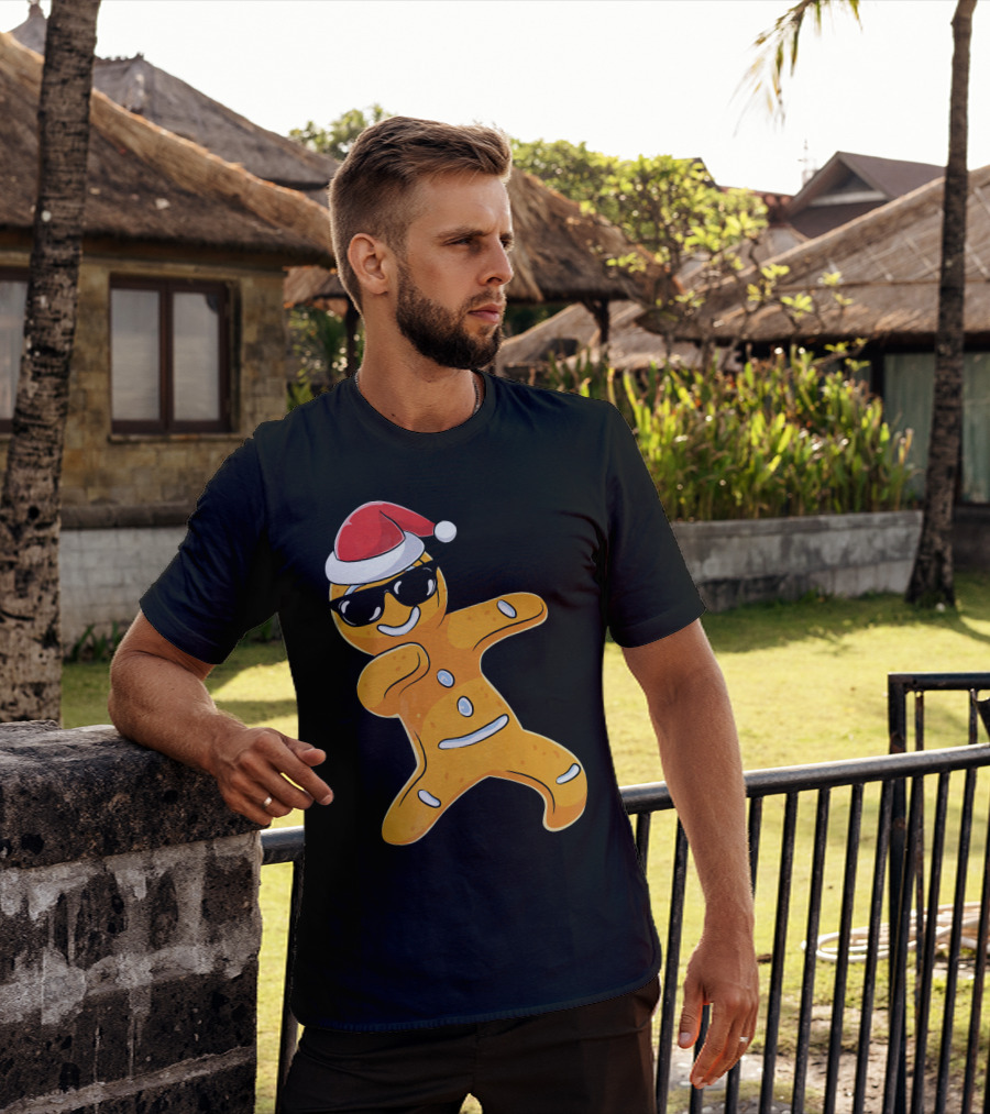 Christmas Dabbing Gingerbread Santa With Sunglasses T-Shirt