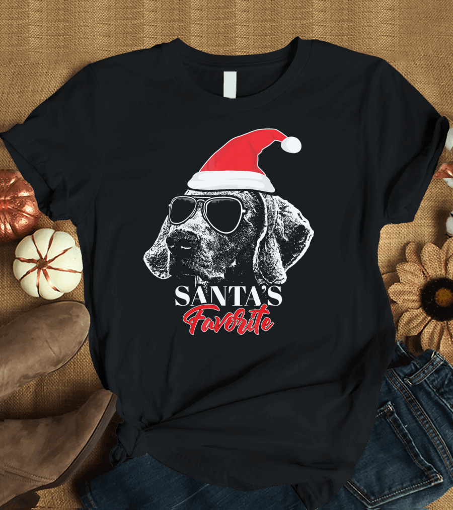 Santa's Favorite Weimaraner with Sunglasses T-Shirt