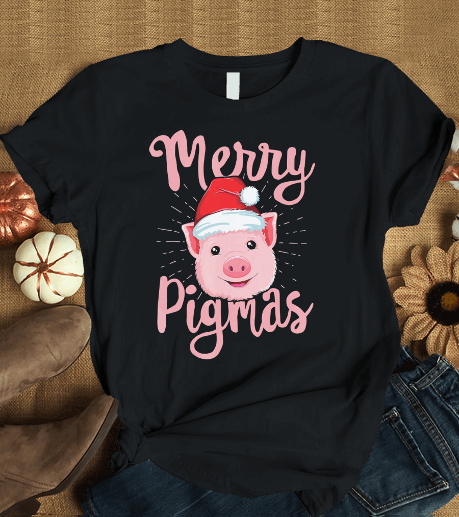 Merry Pigmas Pig Santa Hat T-Shirt
