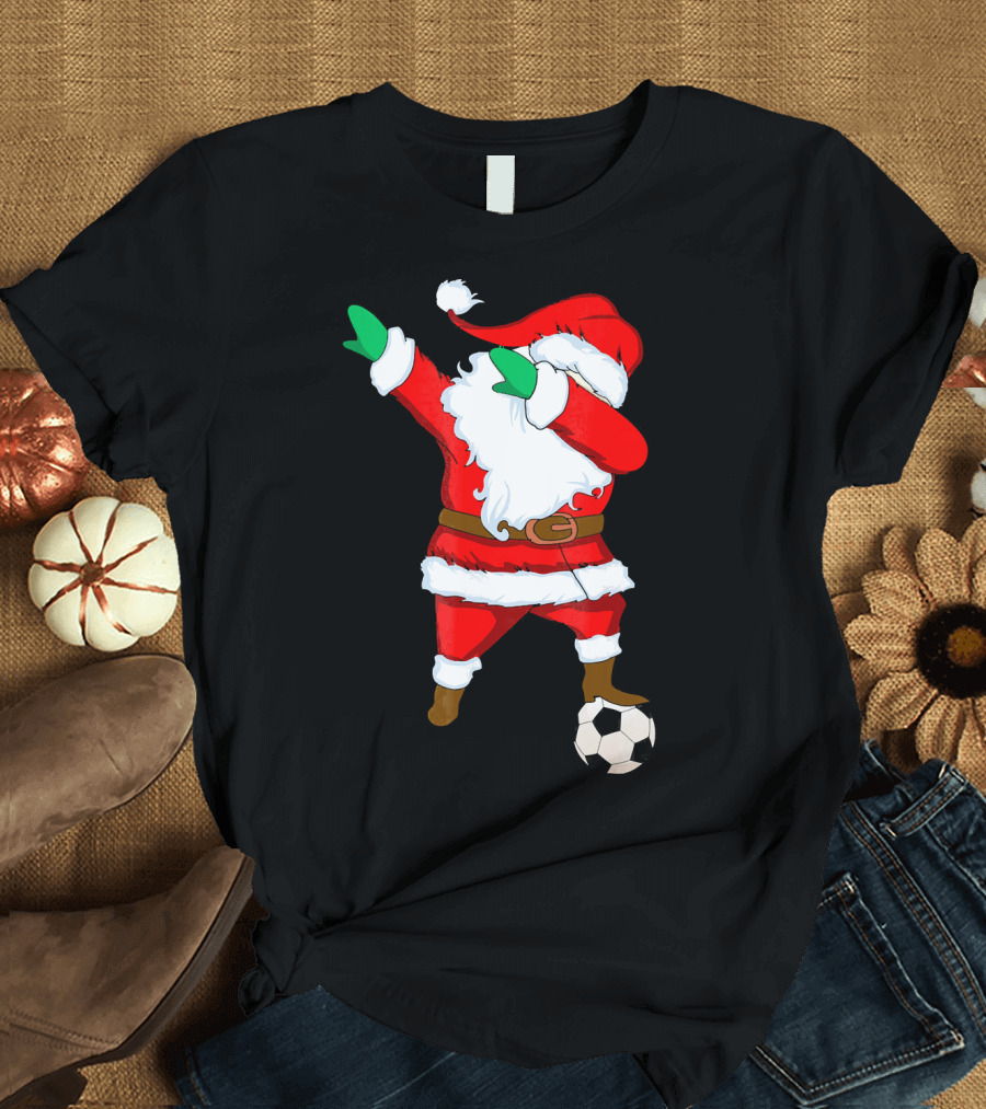 Santa Claus Dabbing with Soccer Ball T-Shirt