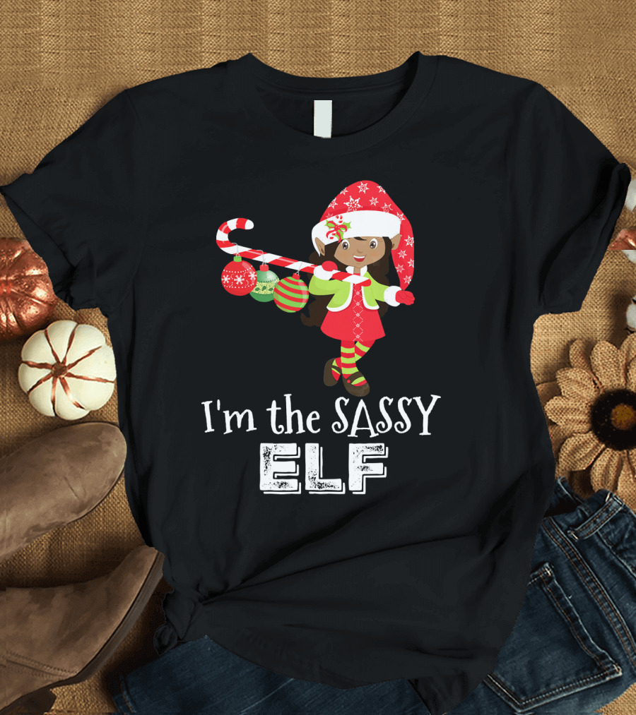 I'm the Sassy Elf African American Girls Christmas T-Shirt