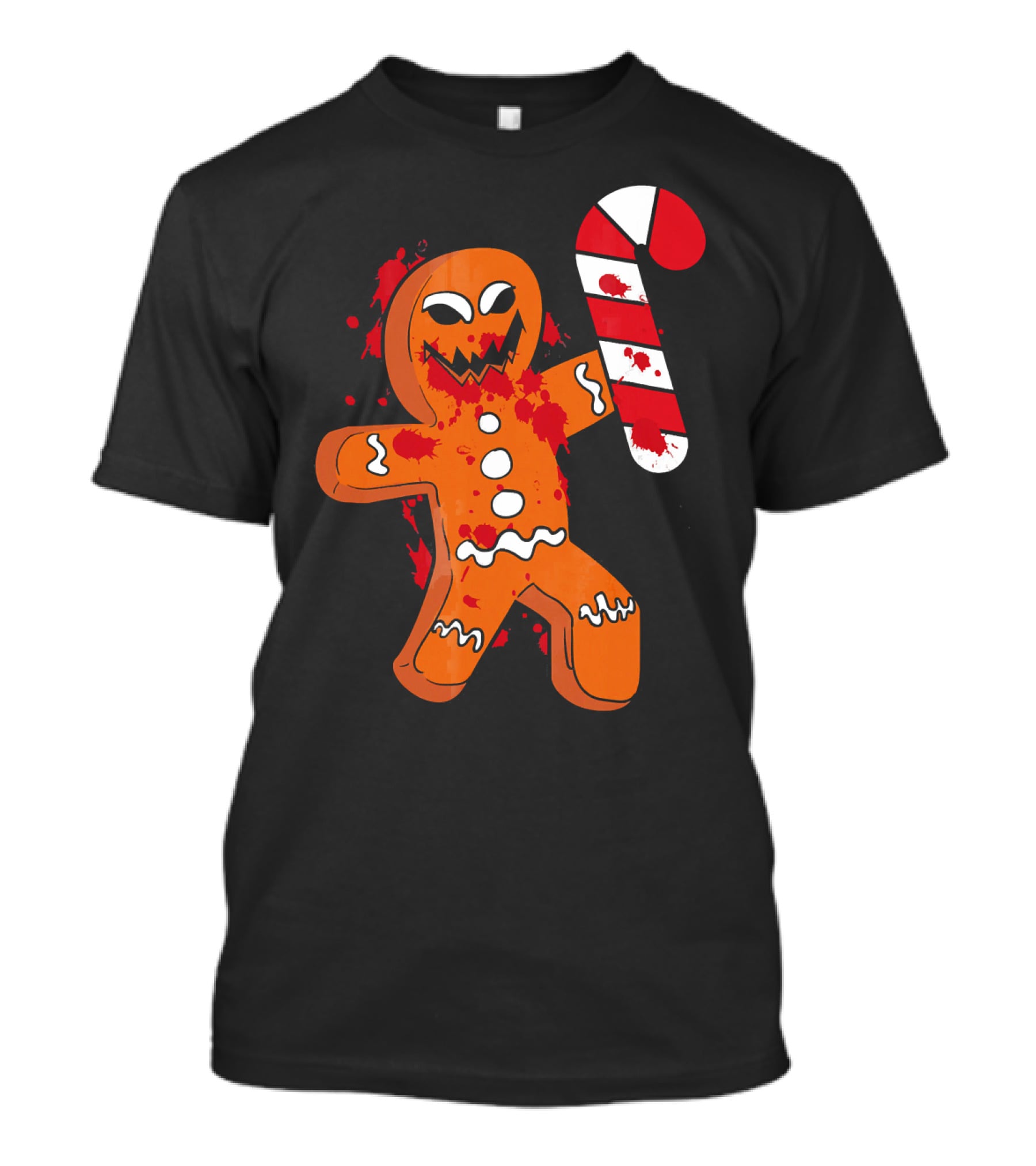 Christmas Horror Scary Gingerbread With Bloody Candy Cane T-Shirt