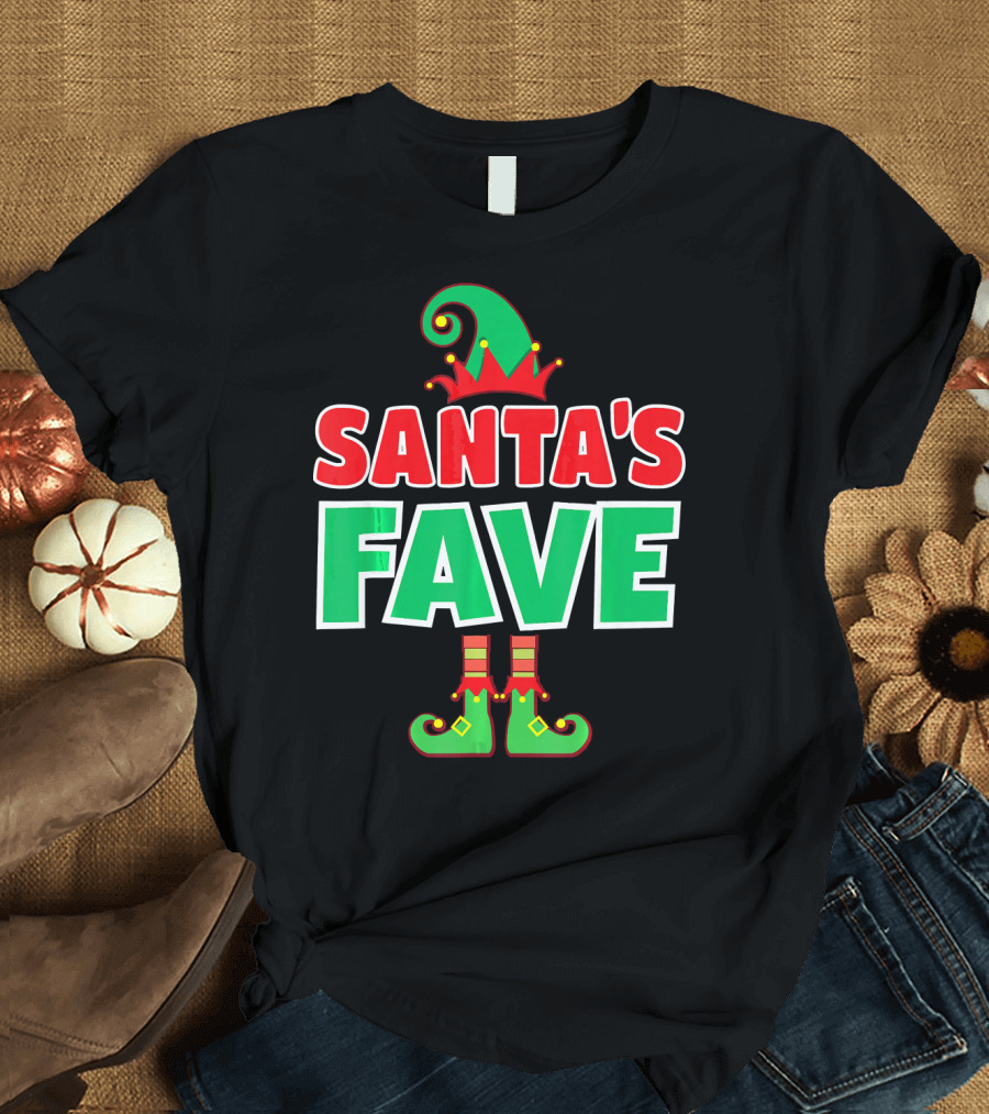 SANTA'S FAVE Elf Hat and Boots T-Shirt