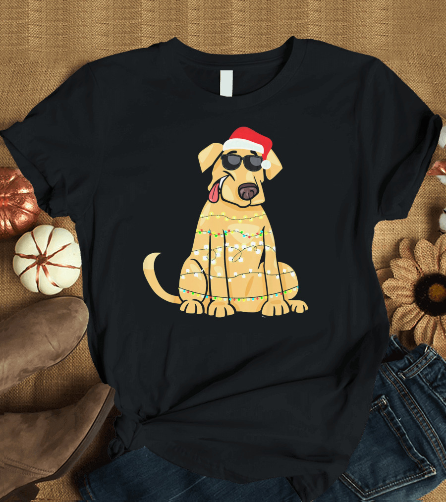 Labrador Santa Claus Christmas Lights Sunglasses T-Shirt