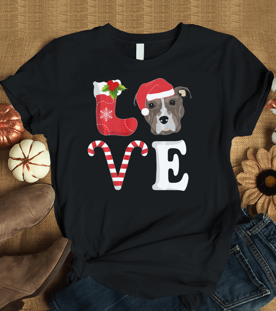 Love Christmas Pitbull Santa Pit Bull T-Shirt