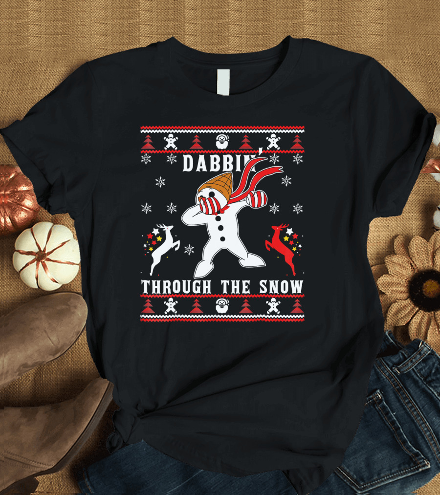 Dabbin' Through The Snow MrBingle Reindeer Snowflakes T-Shirt
