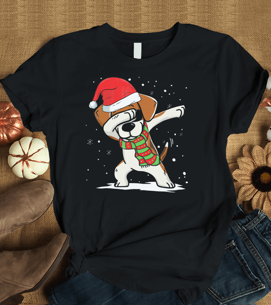 Dabbing Beagle Santa Christmas Dog Dance T-Shirt