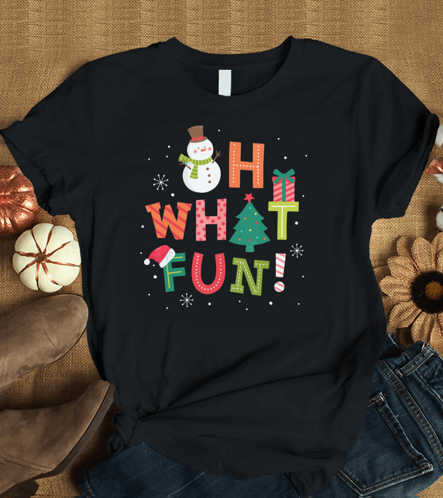 Oh What Fun Snowman Christmas Tree Gift T-Shirt