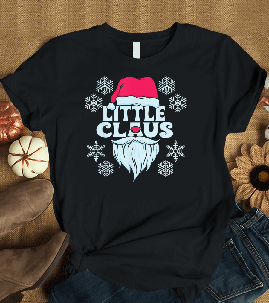 Little Claus Santa Snowflakes Hat Beard T-Shirt