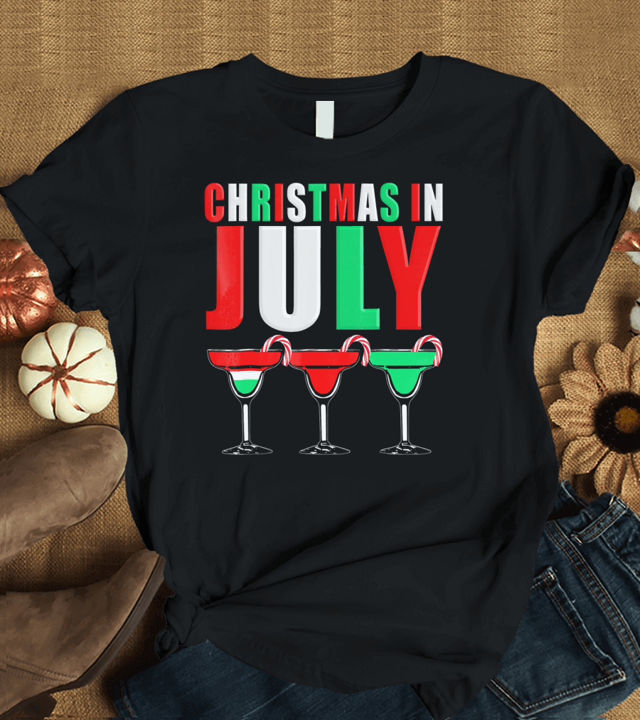 Christmas In July Candy Cane Cocktail Mixed Drinks T-Shirt