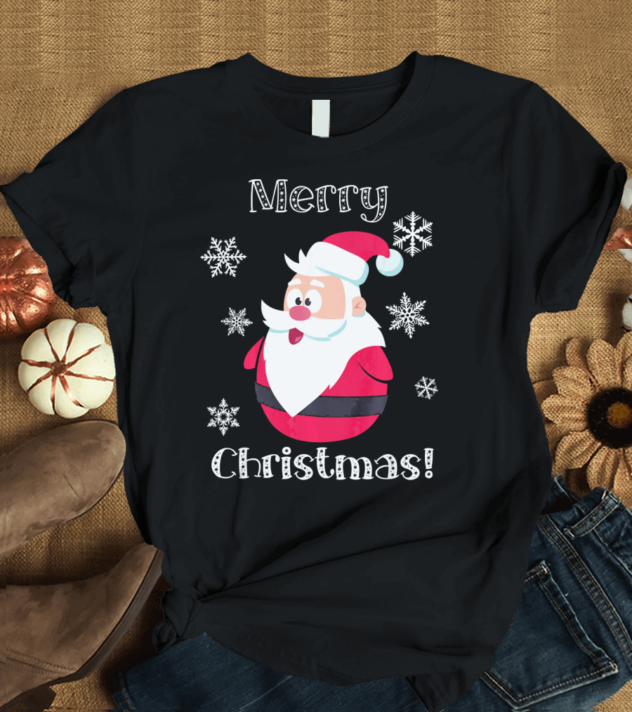 Merry Christmas Santa Claus Cute Snowflakes T-Shirt