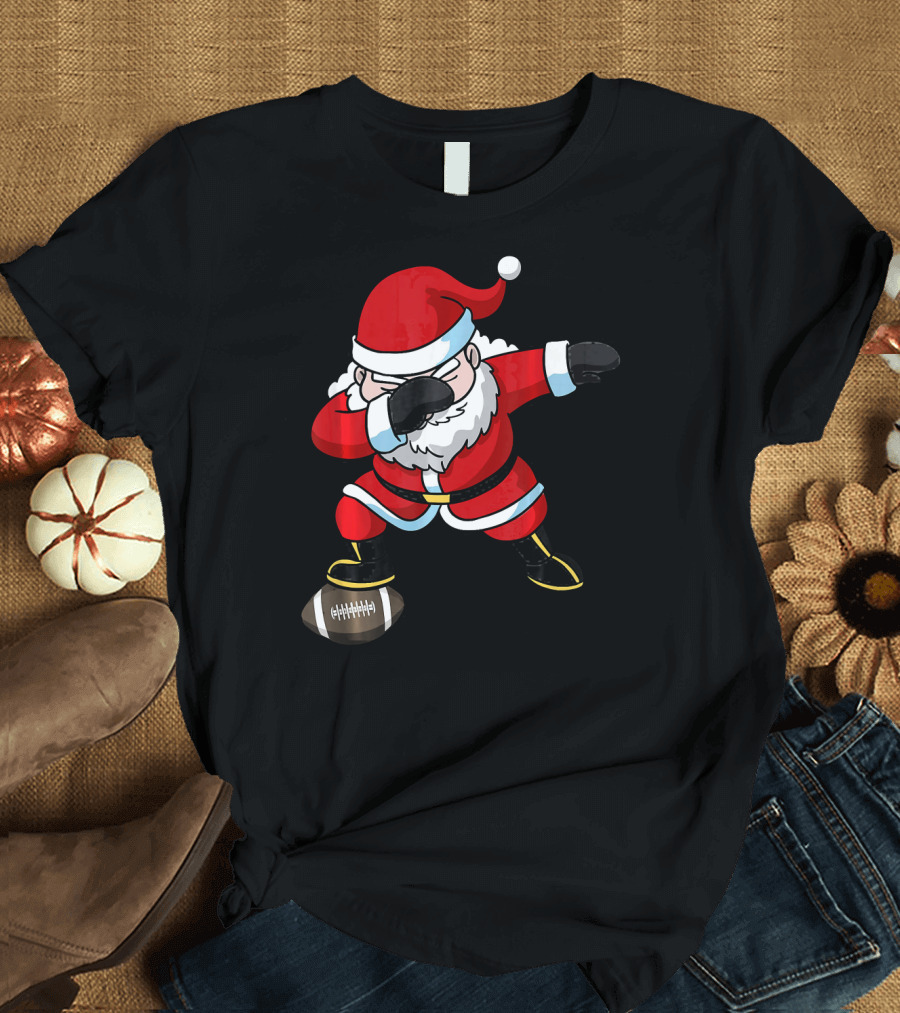 Football Santa Dabbing with Christmas Cheer T-Shirt