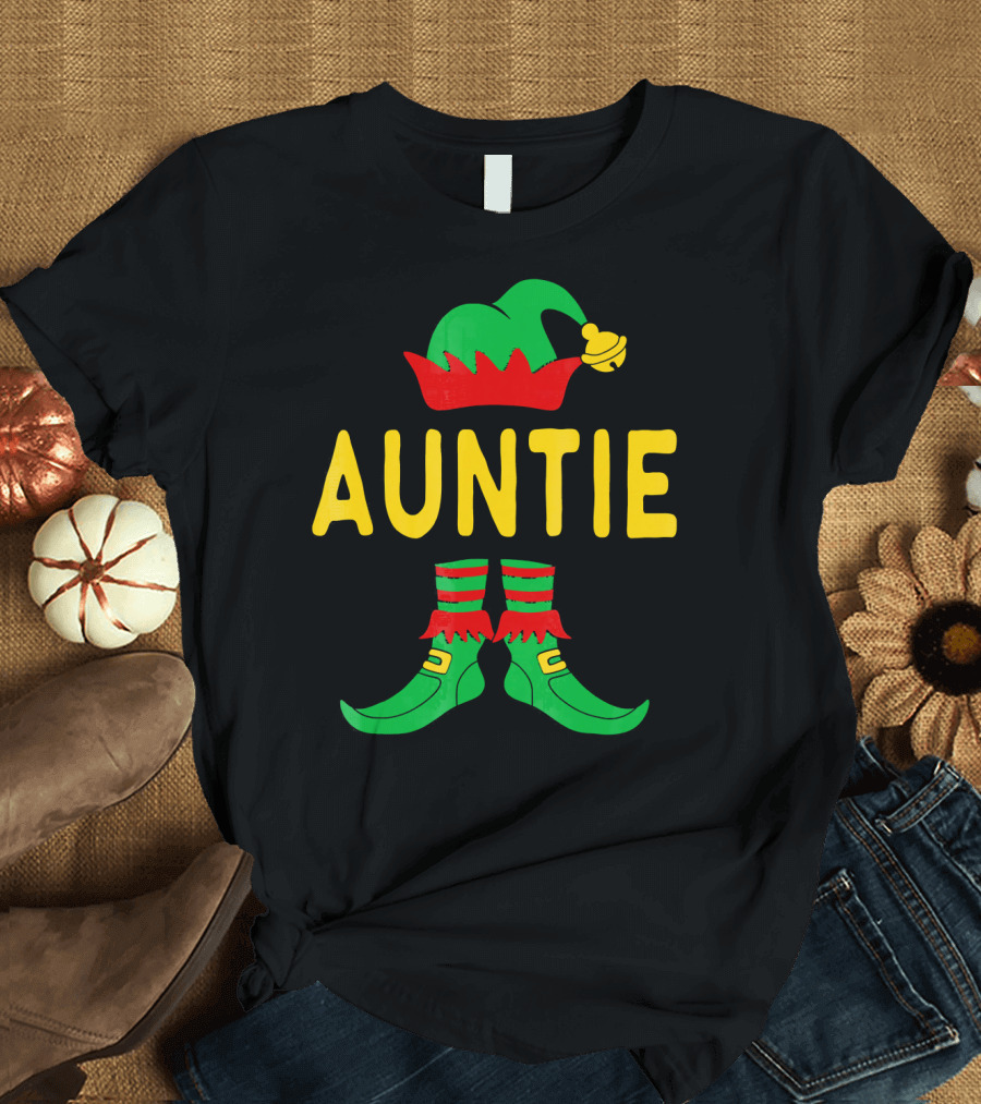 Auntie Elf Christmas Family Matching Holiday T-Shirt